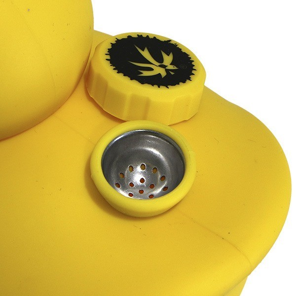 Pipa Kwack Pato de Goma amarillo quemador y tapa montado en pato