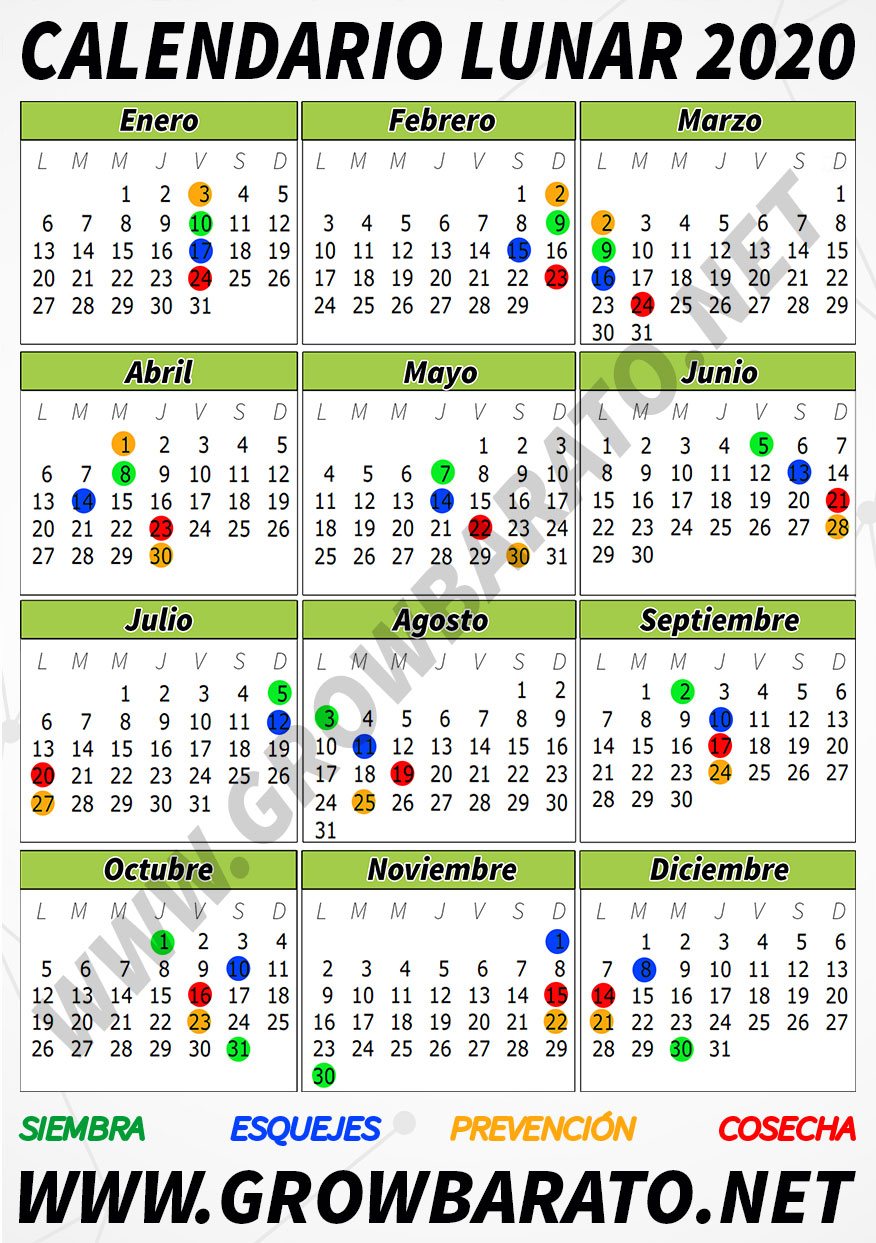 Calendario lunar cannábico para el hemisferio sur Chile